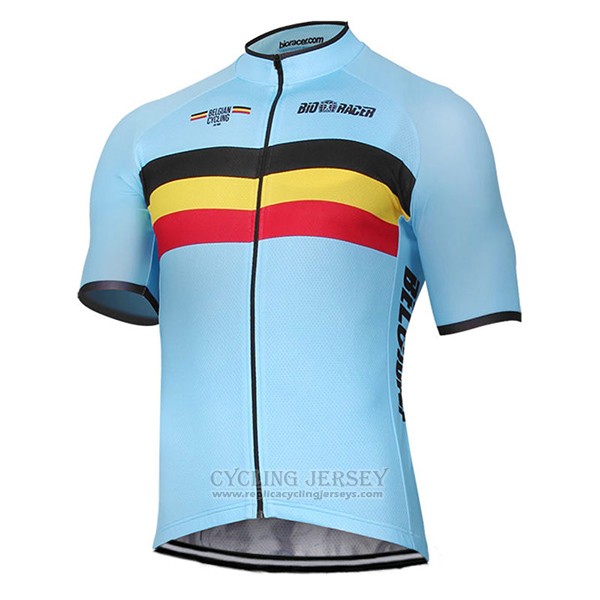 2017 Cycling Jersey Belgium Sky Blue Short Sleeve and Bib Short